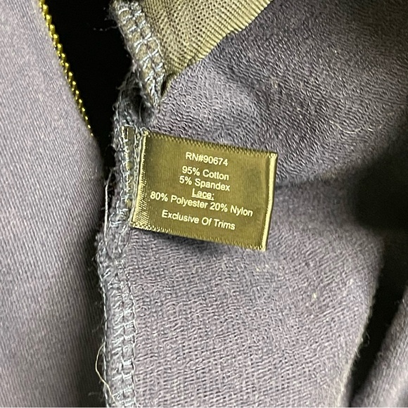 Boston Proper Navy Floral Embroidered Hoodie Jacket Size Small - Picture 11 of 11